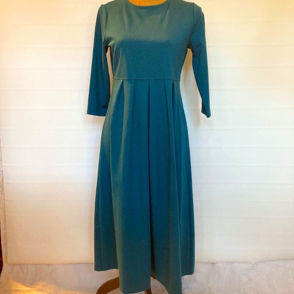 The Tog Shop jersey dress, teal 3/4 sleeve, size PS, full length - Picture 2 of 6